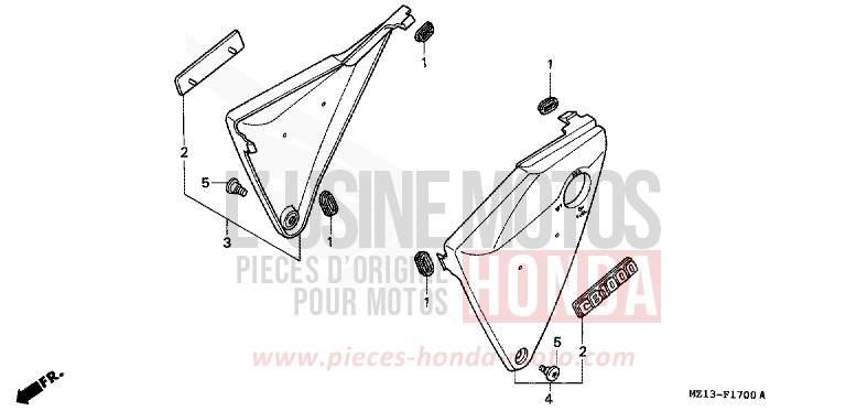 SEITENABDECKUNG von CB1000F "Big One" PEARL SHINING YELLOW (Y124E) von 1994
